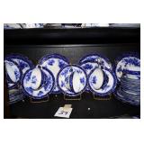 Assorted Flow Blue glassware