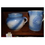 Salt glazed pitcher with swan