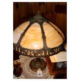 Antique slag glass lamp