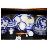 Assorted Flow Blue glassware