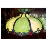 Antique slag glass hanging lamp