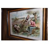 Antique framed bovine print