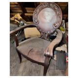 Antique Writing Desk and Ornate Chair