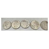 Peace Dollars 90% Silver 5 pieces