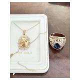 Gold ring and necklace