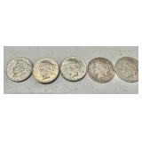 Peace Dollars 90% Silver 5 pieces