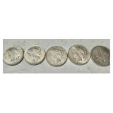 Peace Dollars 90% Silver 5 pieces