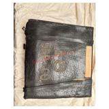 NEAT!  LEATHER KNAP SACK W/ WOODEN FRAME