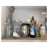 LOT - CONTENTS OF SHELF - GLASSES, ETC