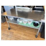 60 X 30 S/S PREP TABLE 0N WHEELS