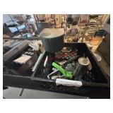 LOT - CRATE OF BAR TOOLS & SUPPLIES