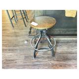 COOL STOOL!  METAL BASE. WOODEN SEAT