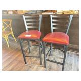 (2) METAL BAR STOOLS W/ VINYL SEATS