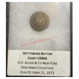 US MILITARY ACADEMY CADET BUTTON - GETTYSBURG