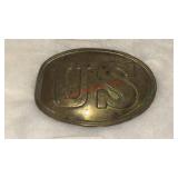 BRASS US BELT PLATE W/ ARROW HOOKS