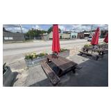 WOODEN PICNIC TABLE W/ UMBRELLA