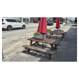 WOODEN PICNIC TABLE W/ UMBRELLA