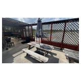 WOODEN PICNIC TABLE W/ UMBRELLA