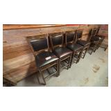 (4) WOODEN BAR STOOLS W/ VINYL