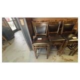 (4) WOODEN BAR STOOLS W/ VINYL