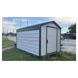 VERY NICE !!  LEONARD 8 X 12 STORAGE SHED ON SKID