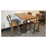 SET - BAR HEIGHT TABLE & 4 STOOLS