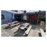 WOODEN PICNIC TABLE W/ UMBRELLA