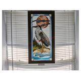 STAINED GLASS ART - HERON - 11 X 21