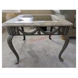 METAL & MARBLE SIDE TABLE - 26 X 26 X 20