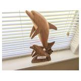 WOODEN SCULPTURE OF DOLPHINS