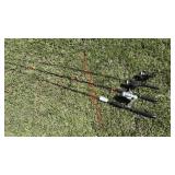 LOT - (4) FISHING RODS - 3 REELS