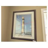 JIM BOOTH FRAMED ART - MORRIS ISLAND LIGHTHOUSE