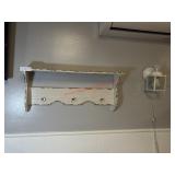 LOT - WOODEN SHELF & (6) LIGHTS