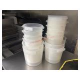 LOT - ASSORTED STORAGE CONTAINERS - NO LIDS