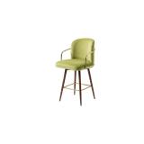 12 x Bueno Velvet Bar Stools, Metal & Wood - Green