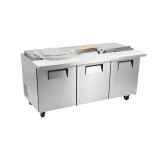 True 72" Commercial 3-Door Refrigerated Prep Table
