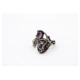 Sterling Silver Turquoise Purple Amethyst Ring