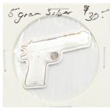 5 Grams Pistol .999 Silver Ingot Bar