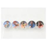 (5) Vintage WWF Hulk Randy Savage Etc. Marbles