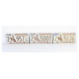(3) Vintage Embossed WYOMING License Plates