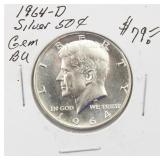 1964-D BU Silver Kennedy Half Dollar