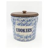Clay City Pottery Spongeware Cookie Jar w/ Lid
