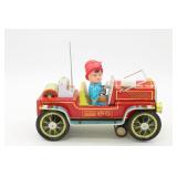 Vintage Tin Litho Fire Chief Truck Toy