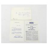 Signed Herbert Hoover 90th Birthday Card