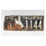 1950 Wyoming Truck License Plate