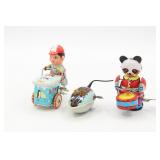 (3) Vintage Tin Litho Wind Up Toys