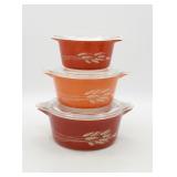 (3) Pyrex Autumn Harvest Wheat Casserole Set