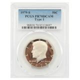 19796-S PCGS PR70 DCAM Type 1 Kennedy Half Dollar