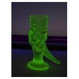Vintage Antique Uranium Glass Cornucopia Glass