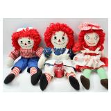 (3) Vintage Raggedy Ann And Andy Homemade Dolls